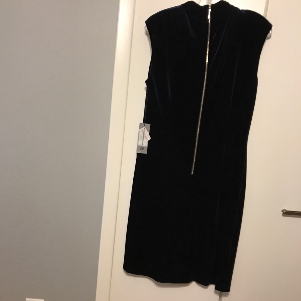 NWT navy Karl Lagerfeld velvet knee length dress
